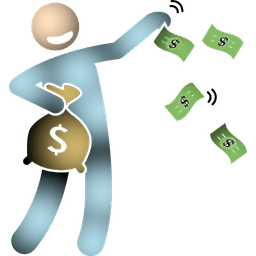 Icon showing money being wasted.