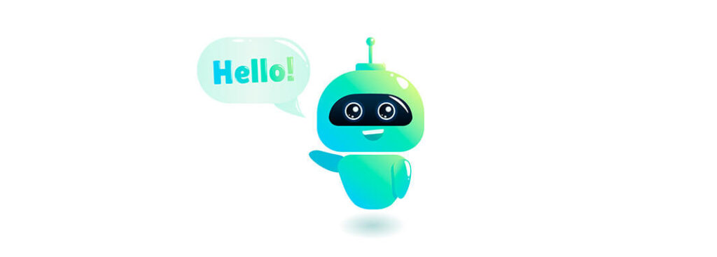 Friendly AI chatbot icon saying Hello.