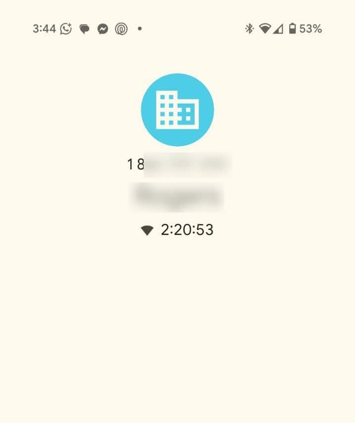 Screenshot of cellphone where wait times were 2h20min for business support