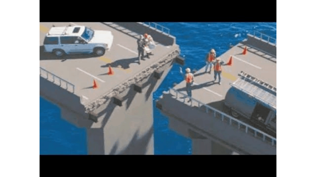 a broken bridge where the two sides don't align, symbolizing poor planning or costly mistakes when buying Software.