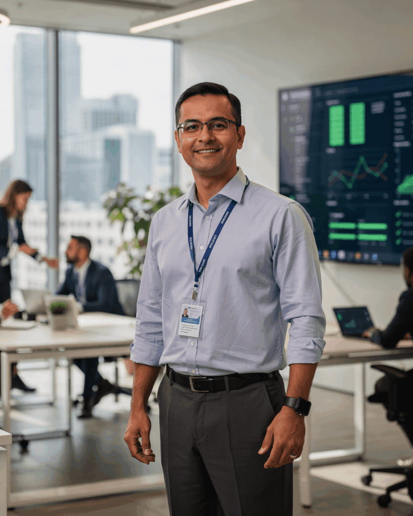 Confident IT Director in a modern office, supported by Next Step's co-managed IT services and enterprise tools.